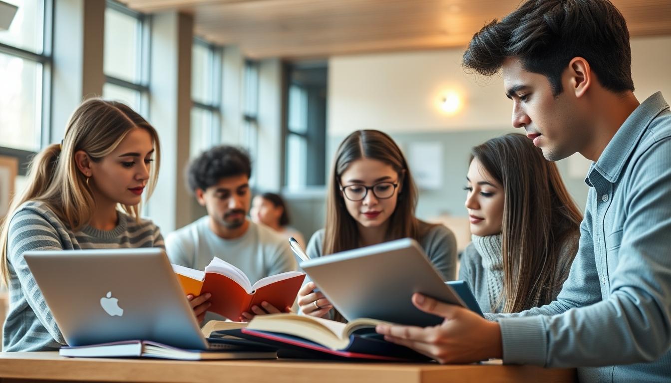 Students collaborating in study space
